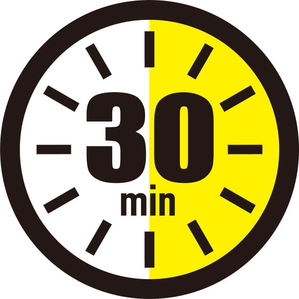 30分が表示された時計