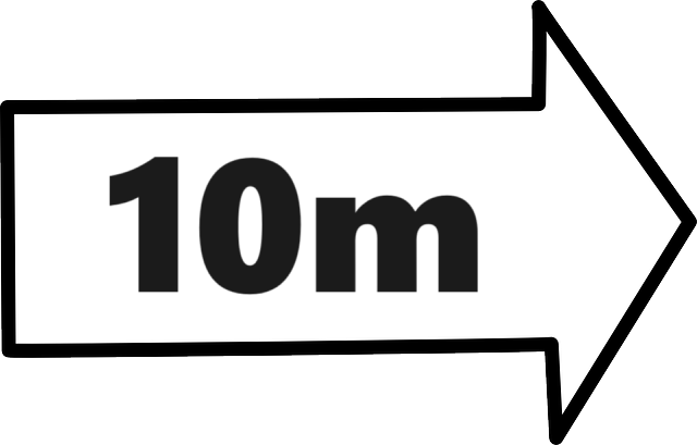 「10m」の文字が入った矢印