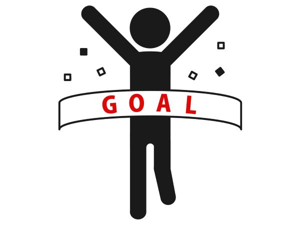 ゴールを切る人型のピクトグラム