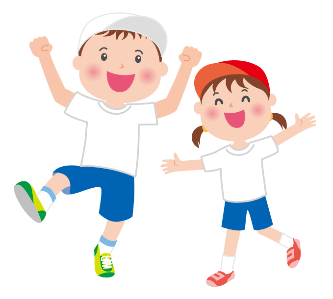体操着姿の男の子と女の子