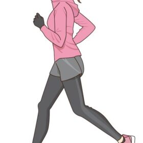 冬用のランニングコーデで走る女性