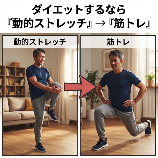 ダイエットの順番　『動的ストレッチ』→『筋トレ』