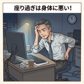 深夜まで残業する男性サラリーマン